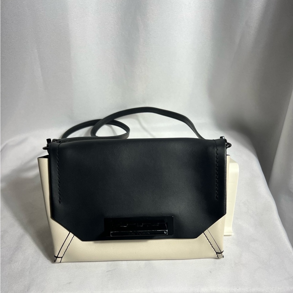 ZAC Zac Posen Crossbody With Dust Bag Black/White Soft Leather Turn Lock Closure - Picture 3 of 11